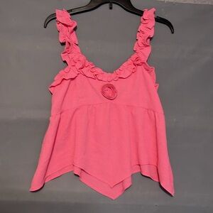 Pink Juniors' Rosette Hanky-Hem Tank Top size XL
